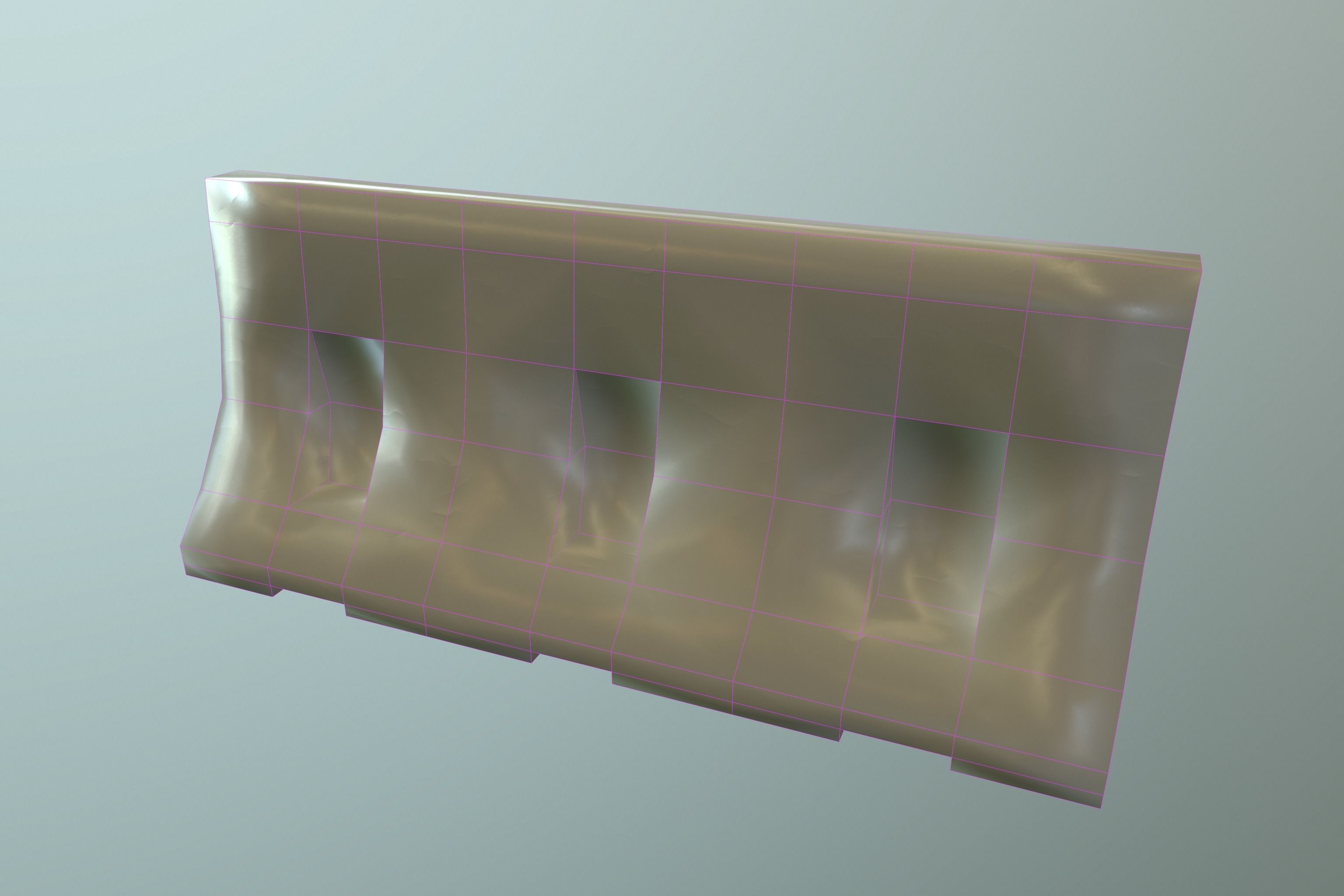 Barrier bench Low-poly 3D model_4