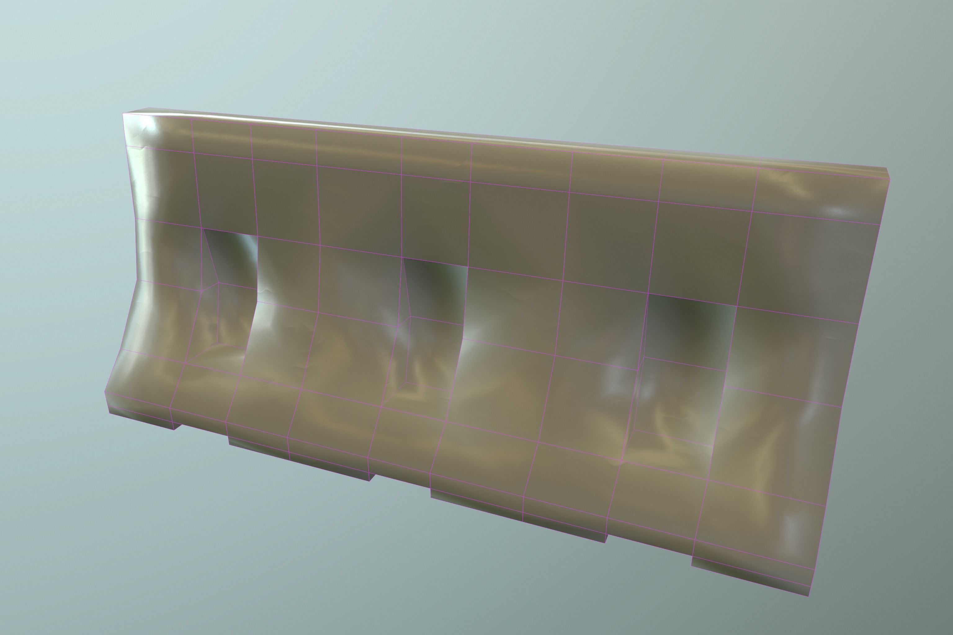 Barrier bench Low-poly 3D model_3