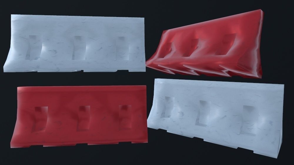 Barrier bench Low-poly 3D model_9