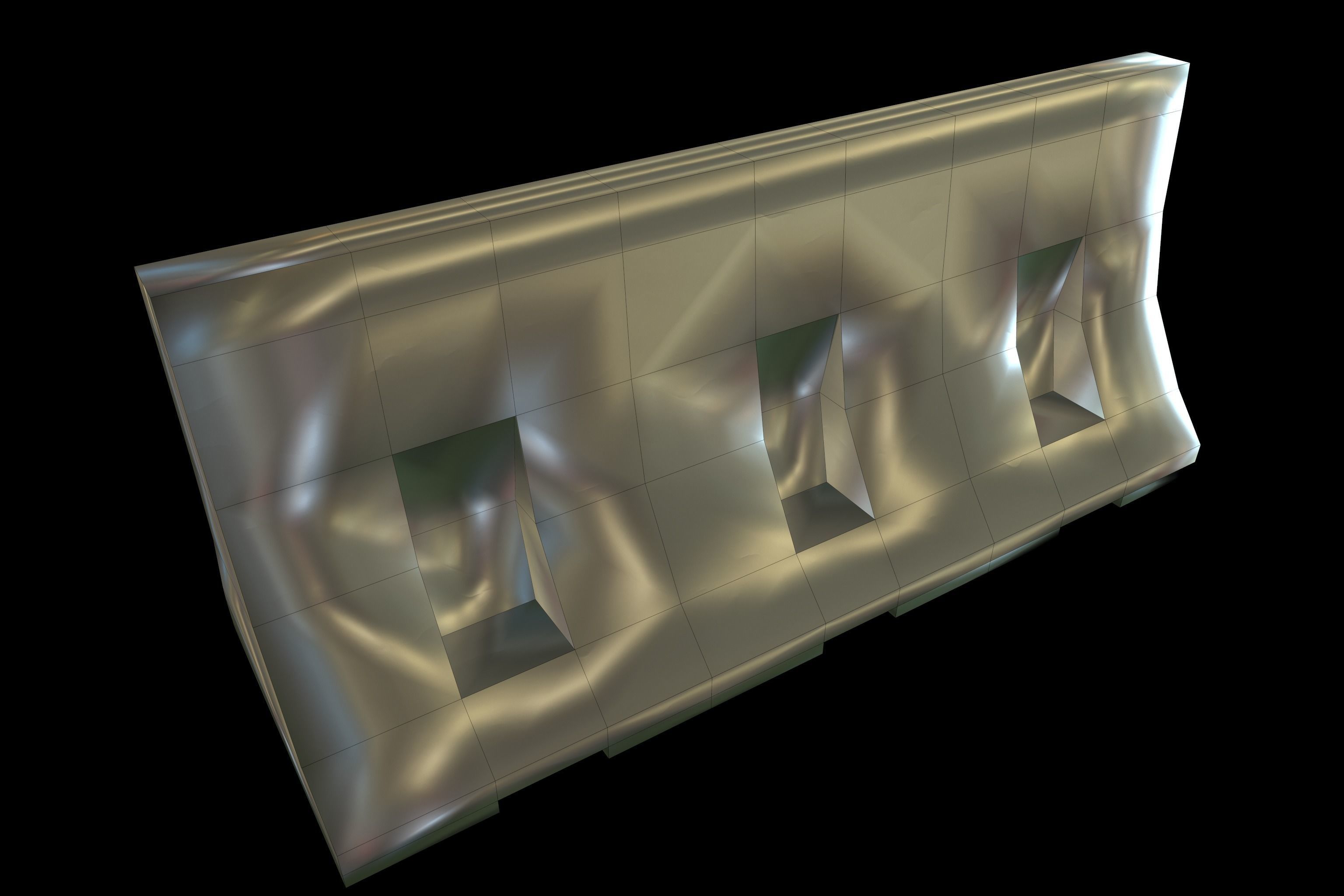 Barrier bench Low-poly 3D model_6