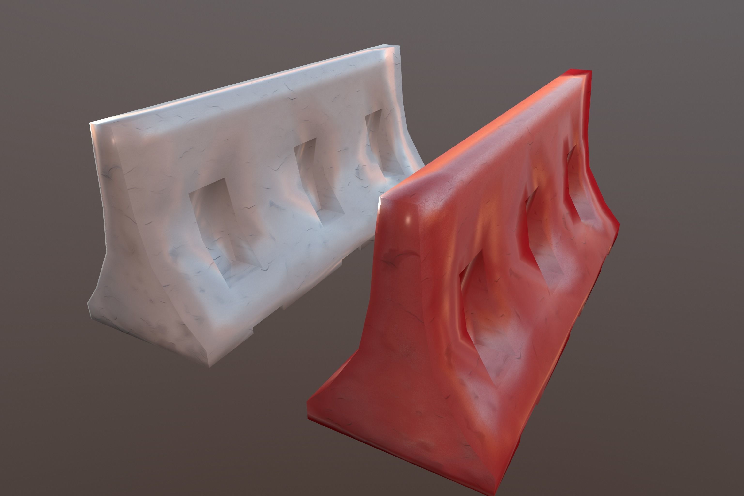 Barrier bench Low-poly 3D model_10