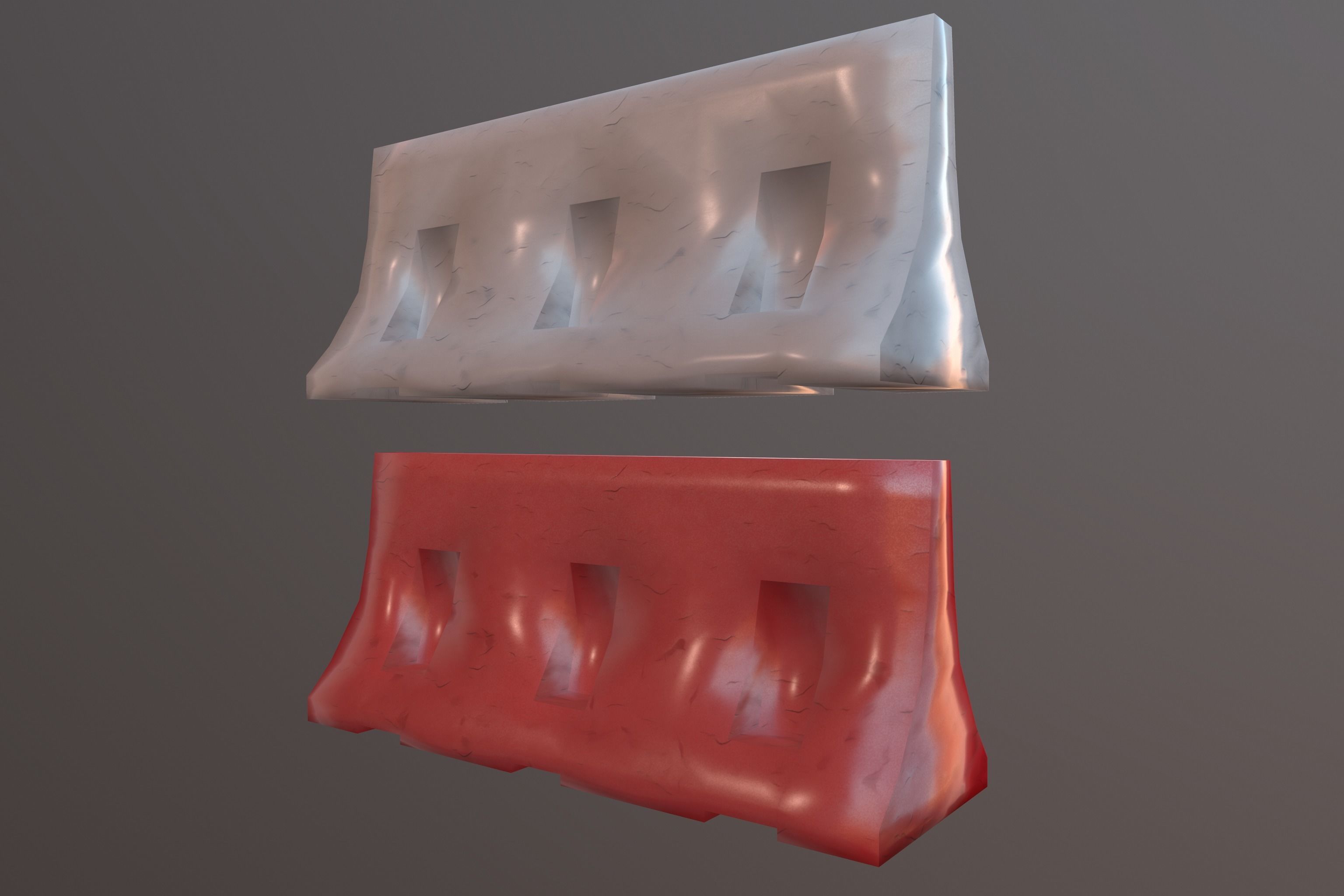Barrier bench Low-poly 3D model_7