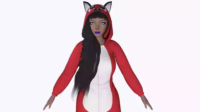 Girl kigurumi cat 3 Low-poly 3D model