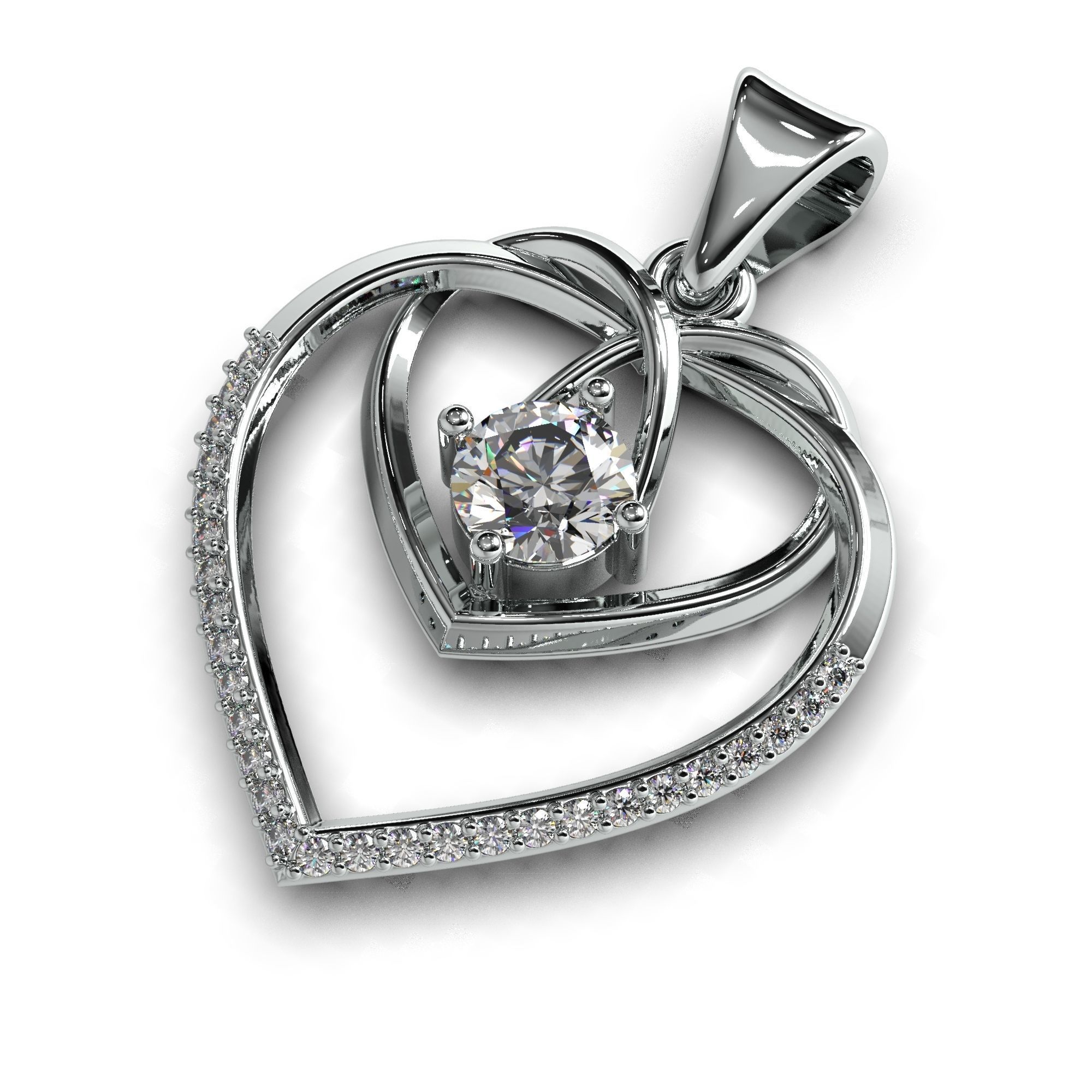 Heart pendant with diamond 3D print model 3D print model_5