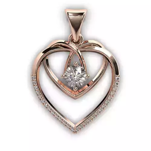 Heart pendant with diamond 3D print model