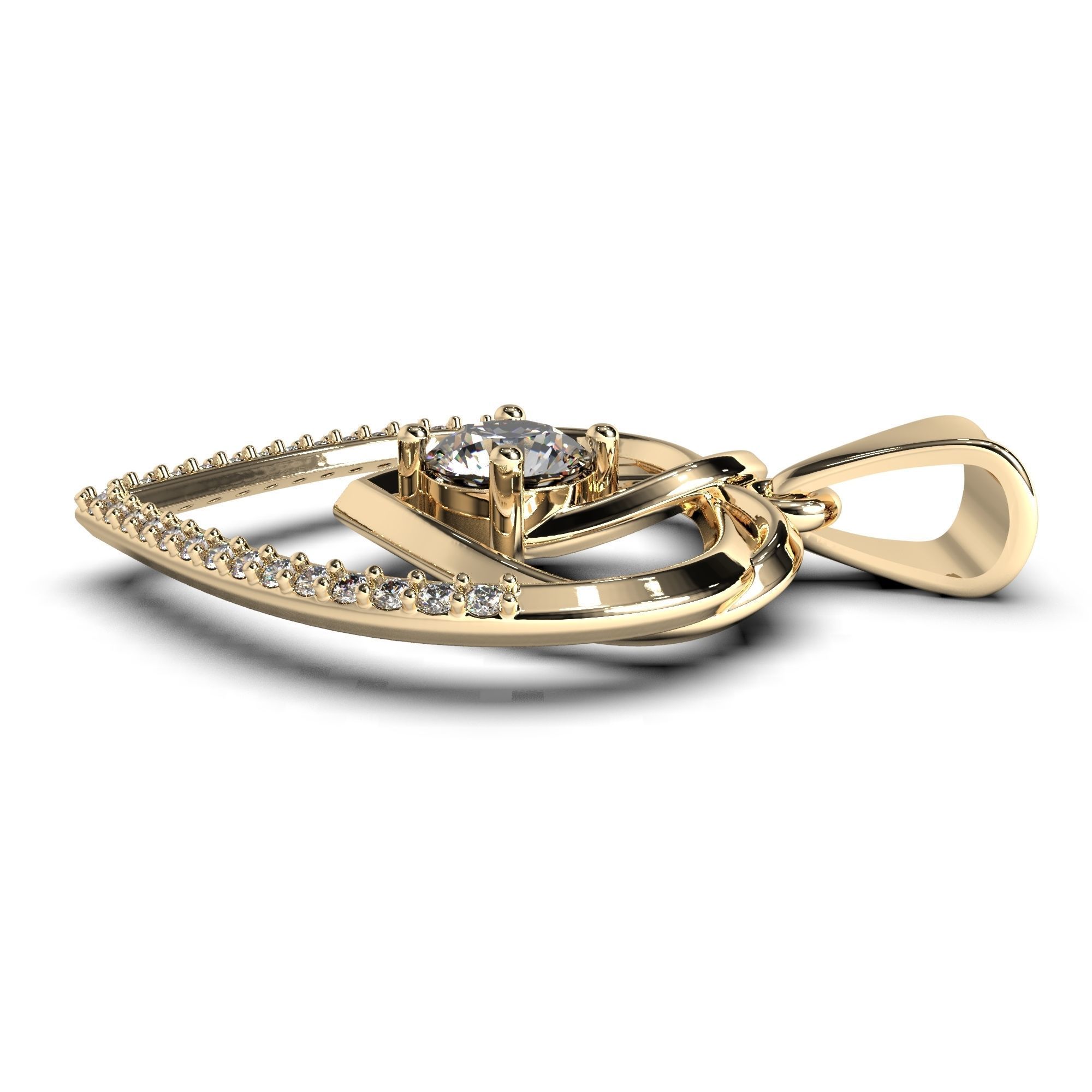 Heart pendant with diamond 3D print model 3D print model_7