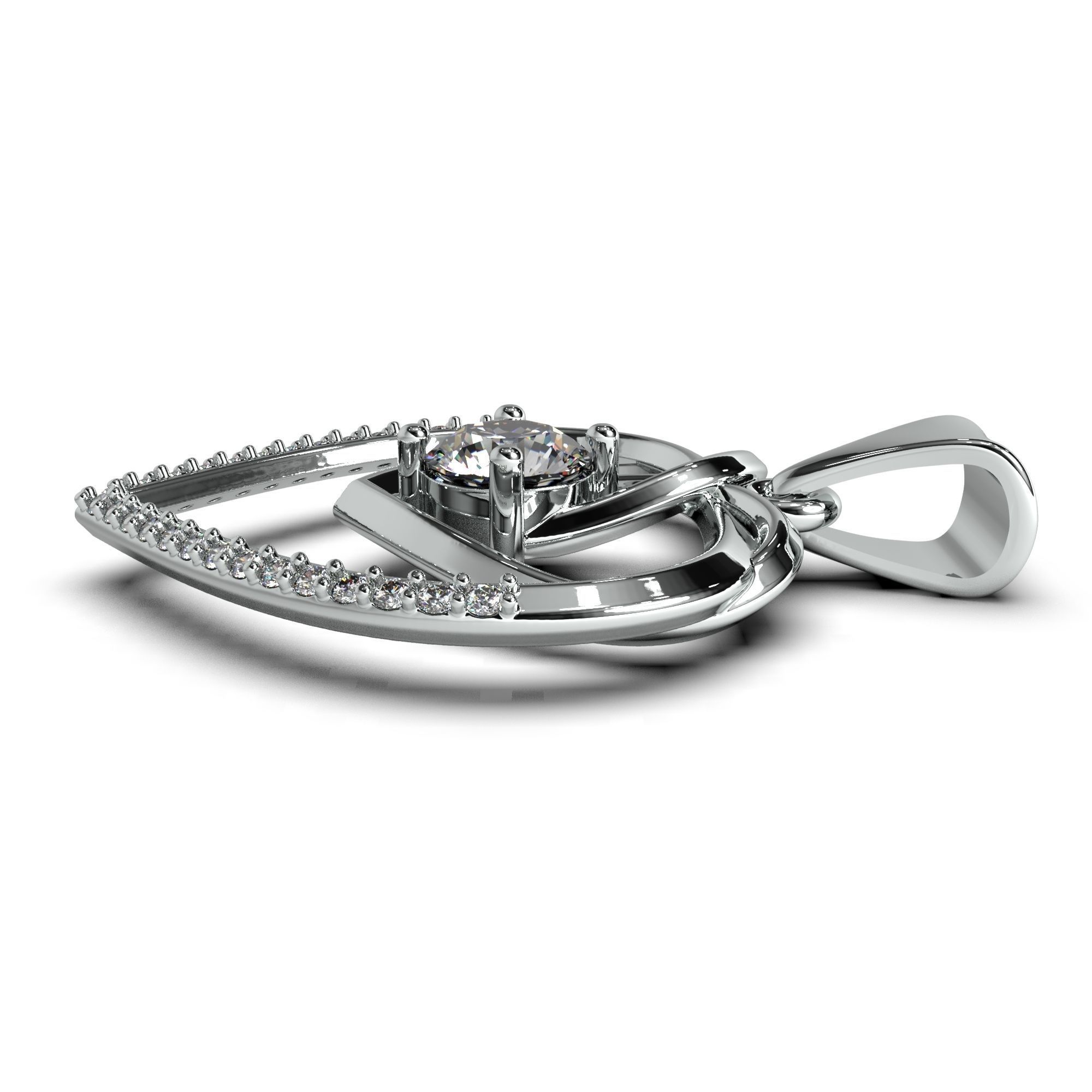 Heart pendant with diamond 3D print model 3D print model_8