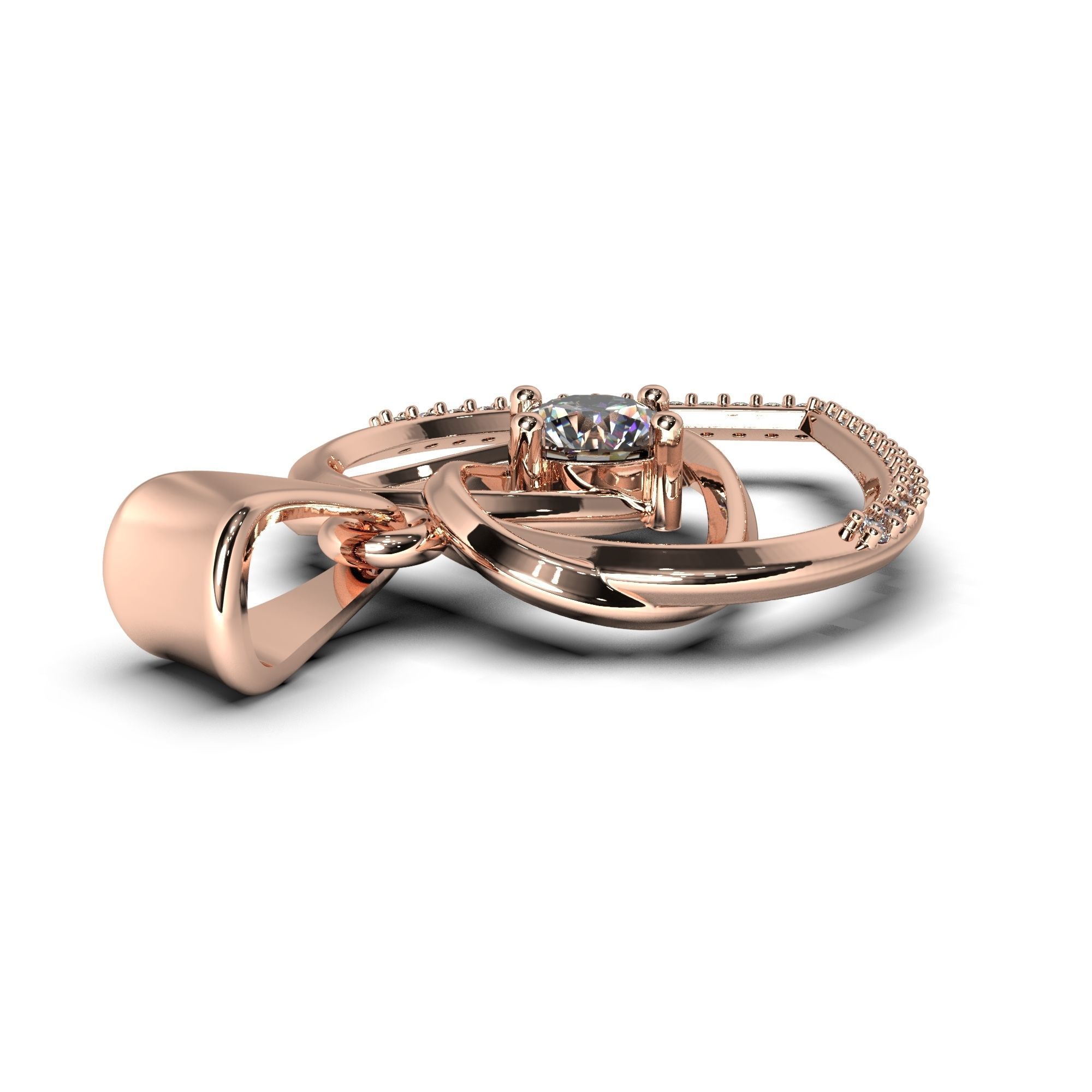 Heart pendant with diamond 3D print model 3D print model_9