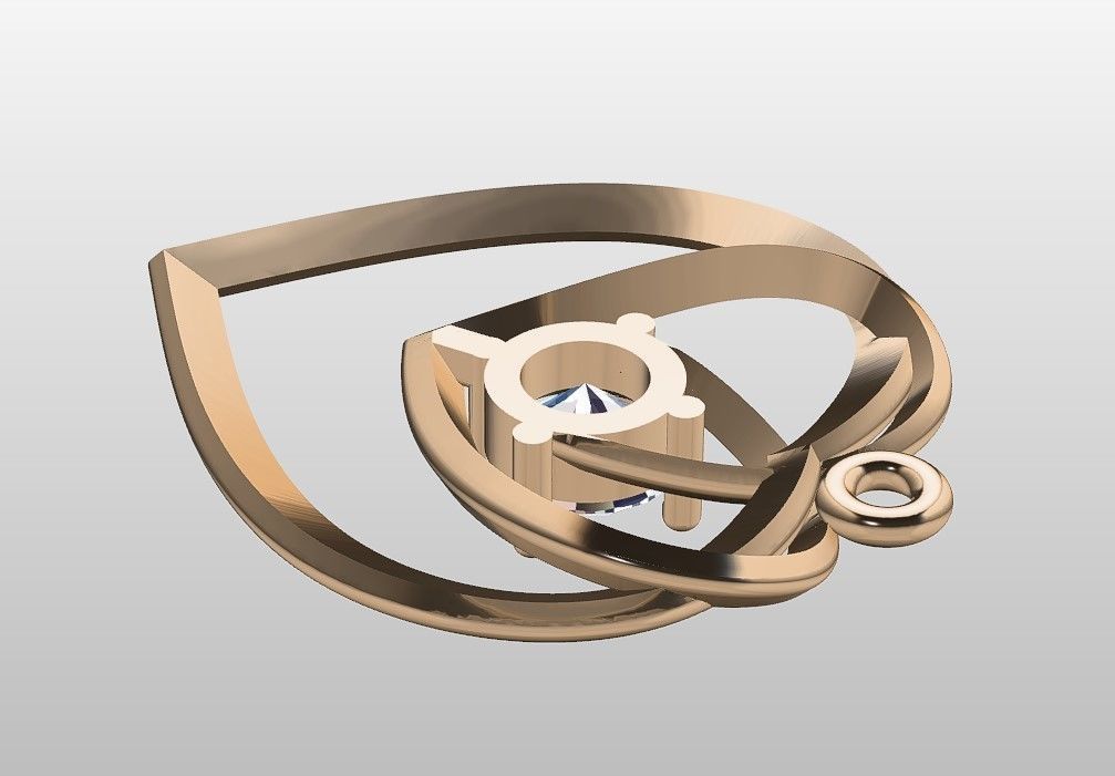 Heart pendant with diamond 3D print model 3D print model_22
