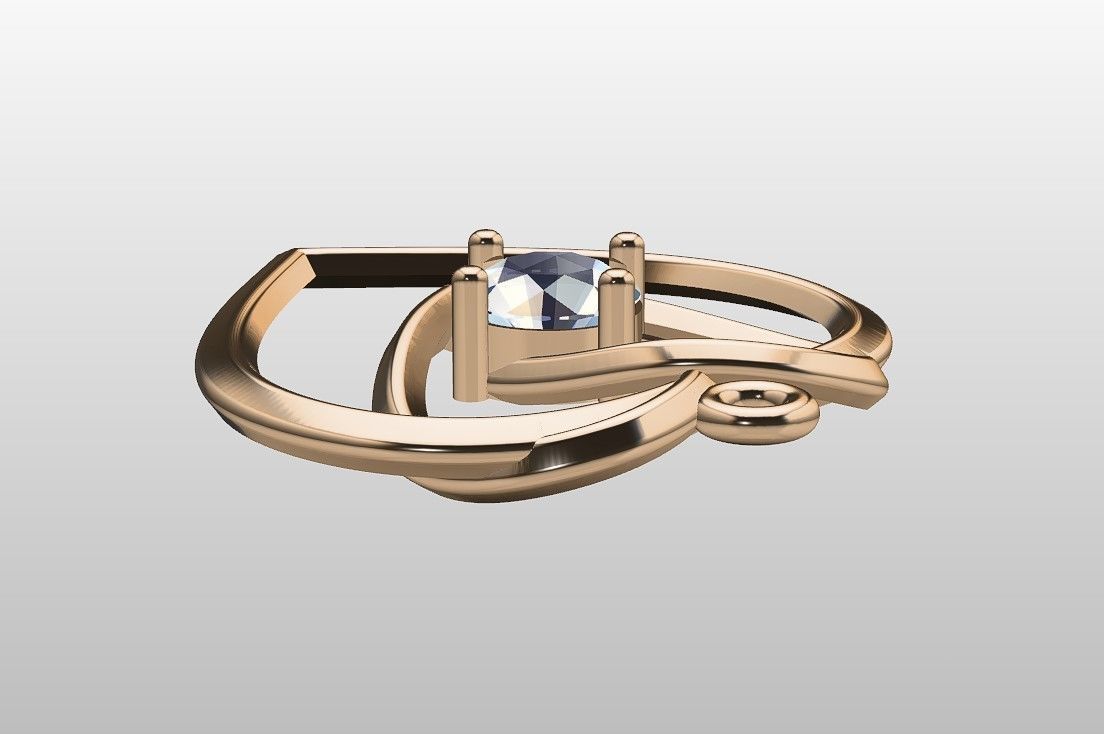 Heart pendant with diamond 3D print model 3D print model_23