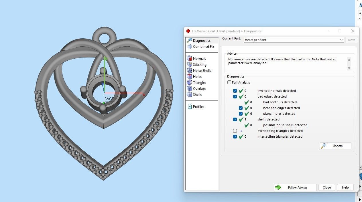 Heart pendant with diamond 3D print model 3D print model_27