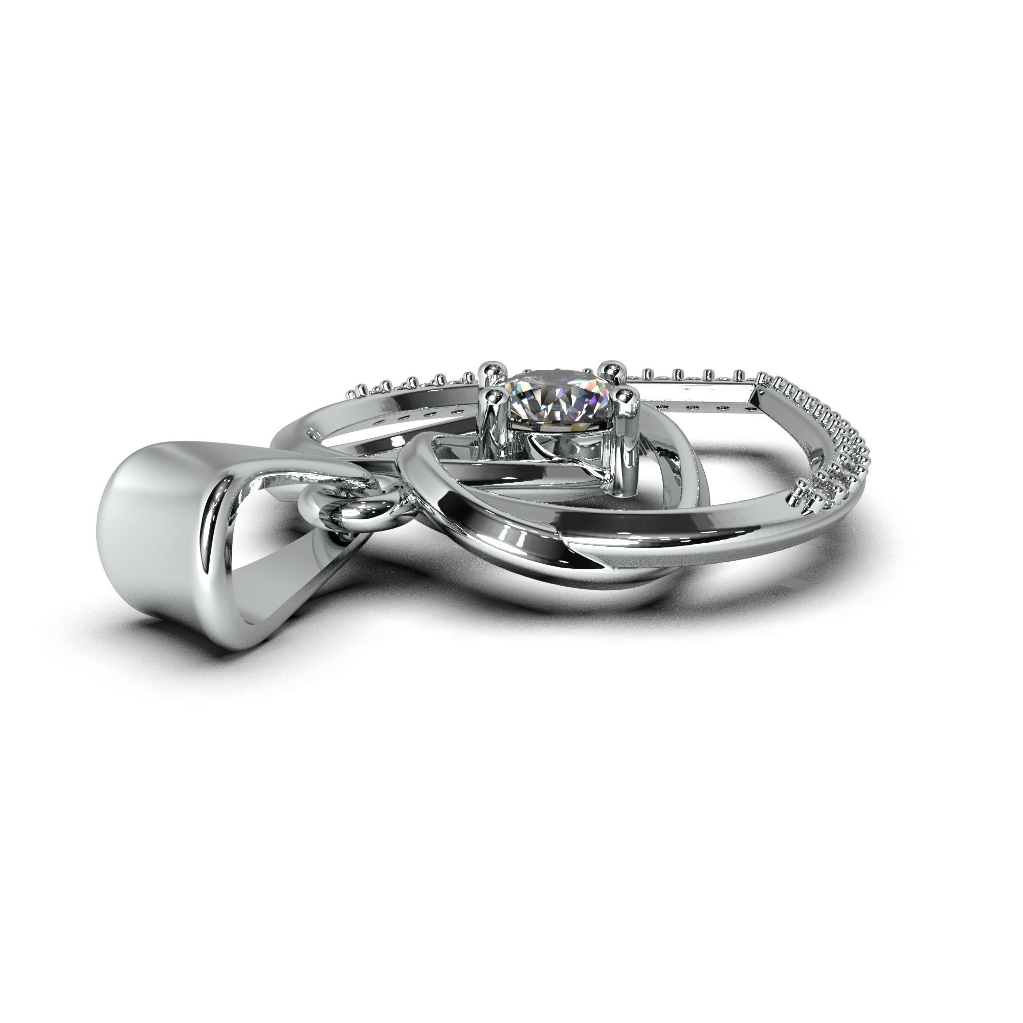 Heart pendant with diamond 3D print model 3D print model_11