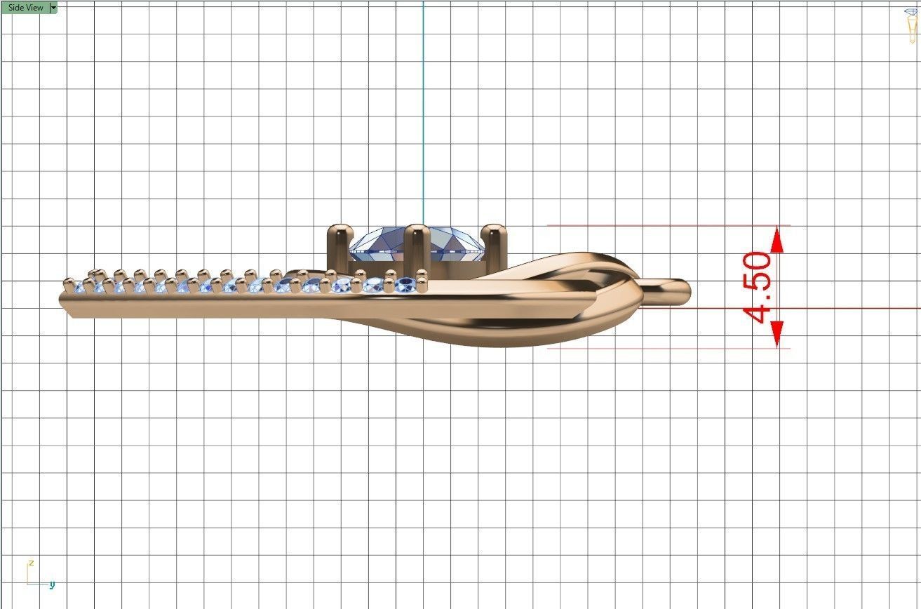 Heart pendant with diamond 3D print model 3D print model_19