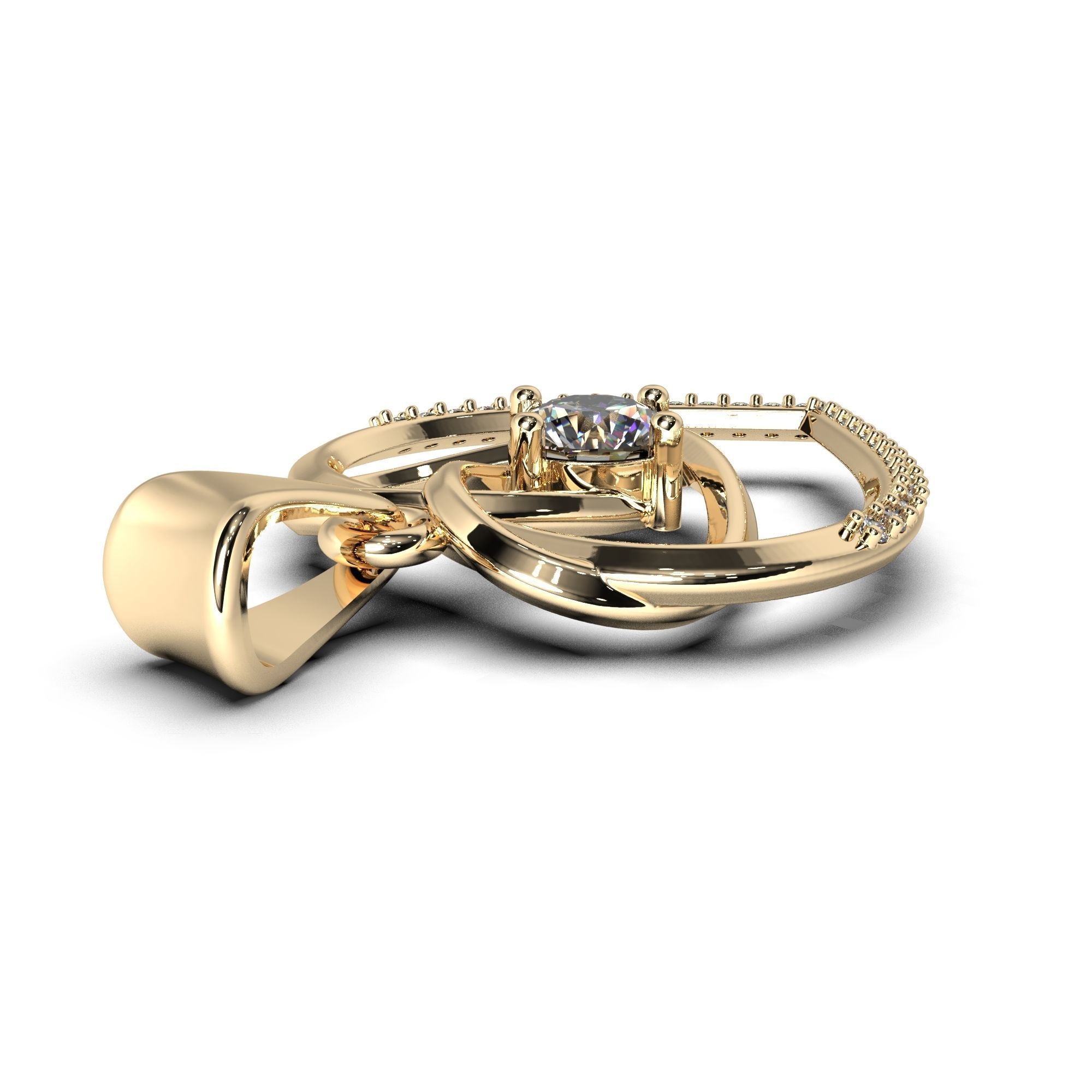 Heart pendant with diamond 3D print model 3D print model_10