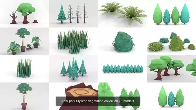 Low-poly Stylized vegetation collection 
