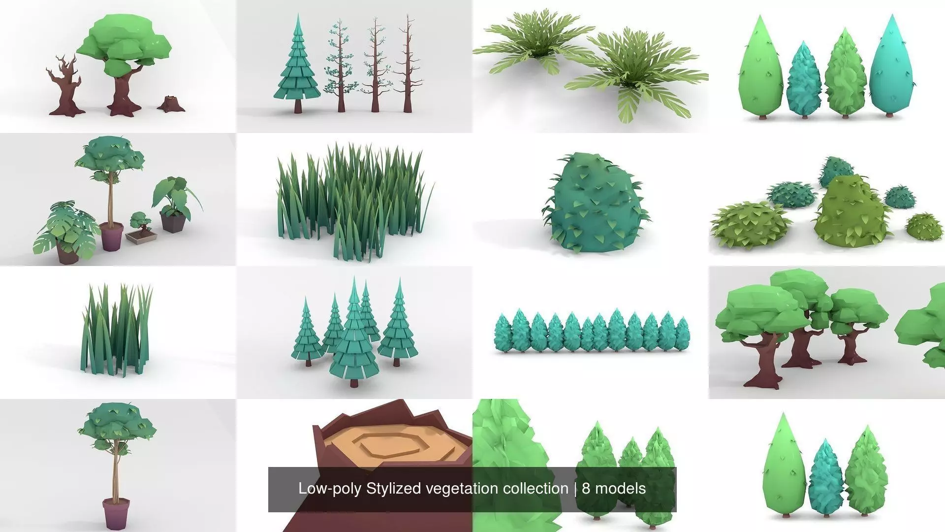 Low-poly Stylized vegetation collection _0