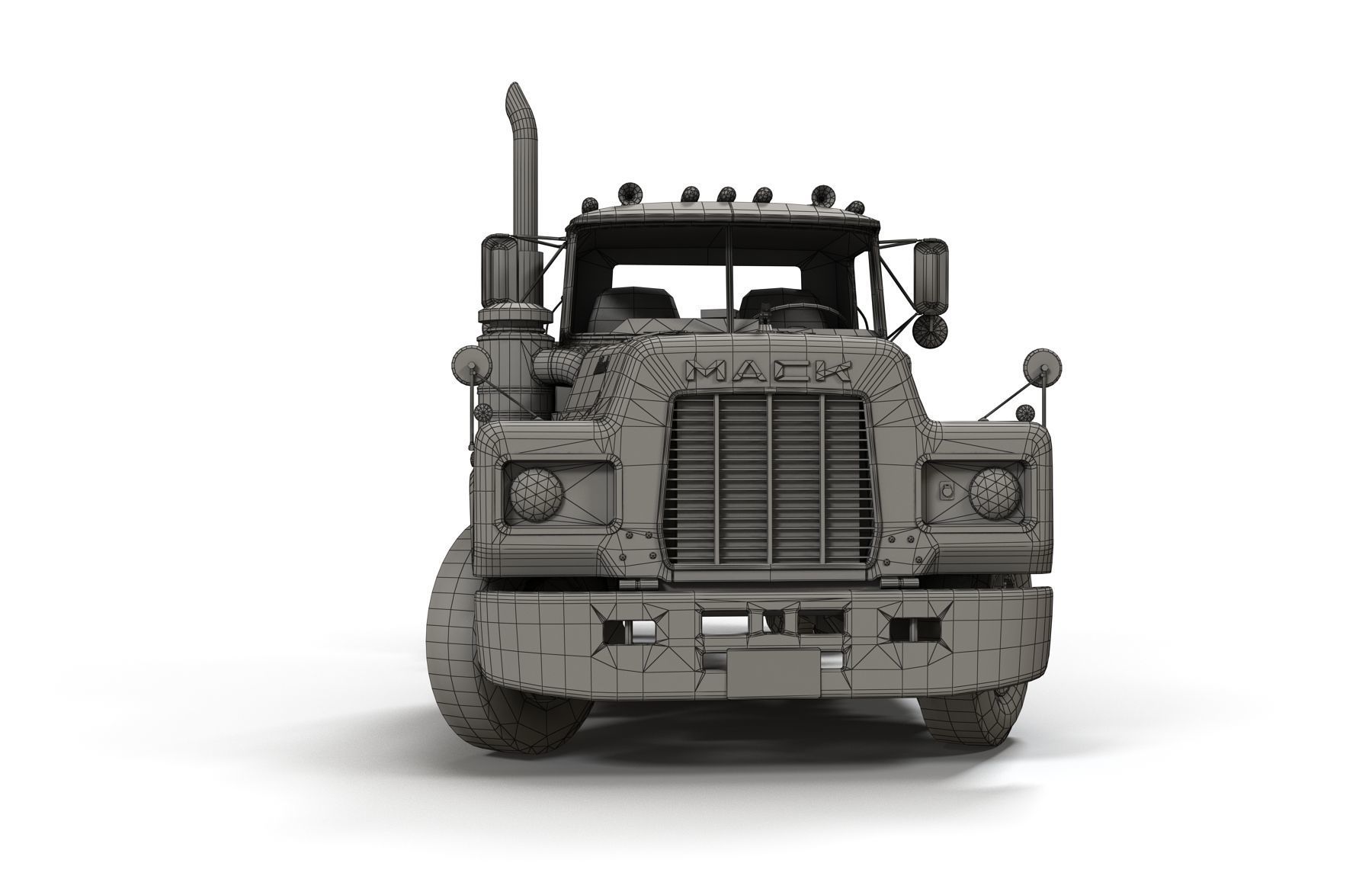 Industrial tracktor truck Low-poly 3D model_13