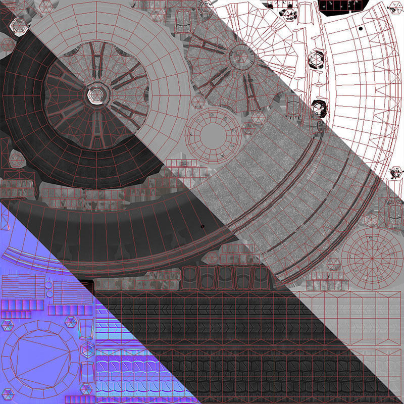 Industrial tracktor truck Low-poly 3D model_40