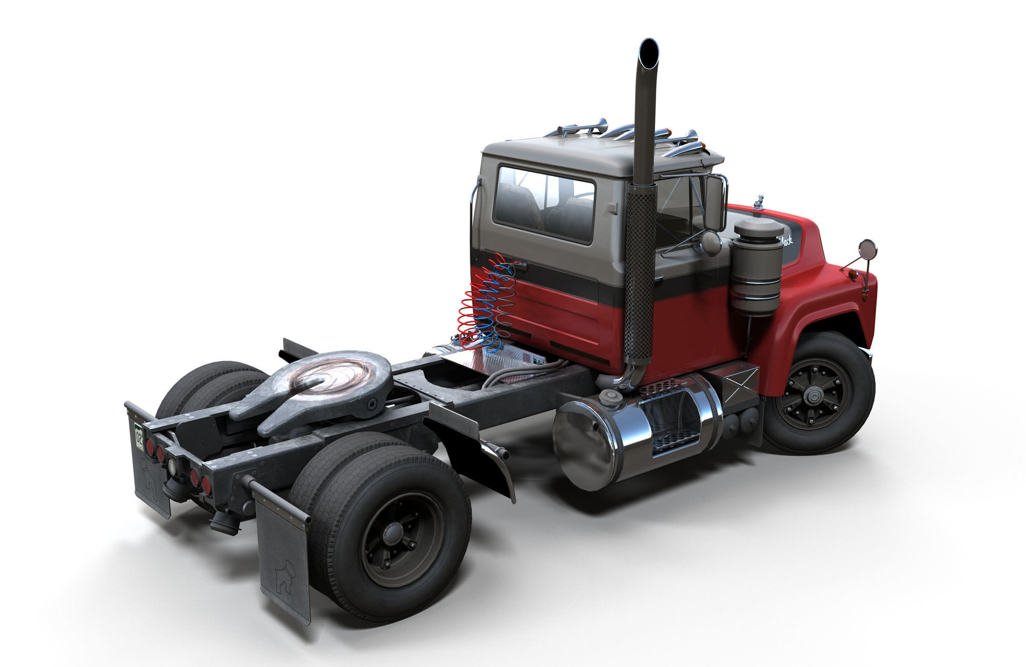Industrial tracktor truck Low-poly 3D model_1