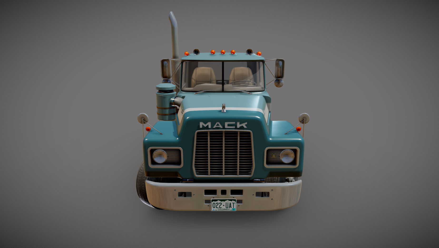 Industrial tracktor truck Low-poly 3D model_16