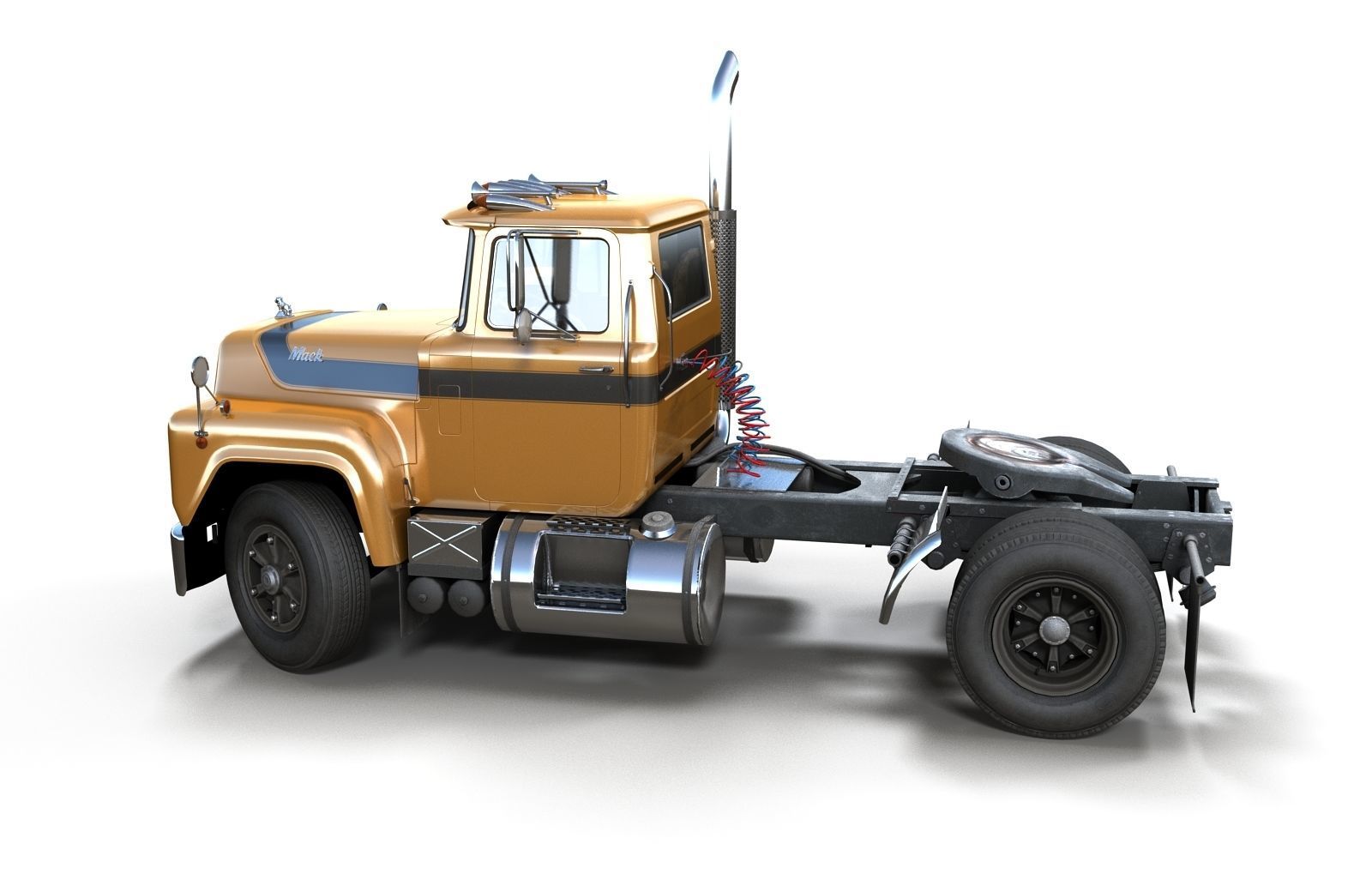 Industrial tracktor truck Low-poly 3D model_31