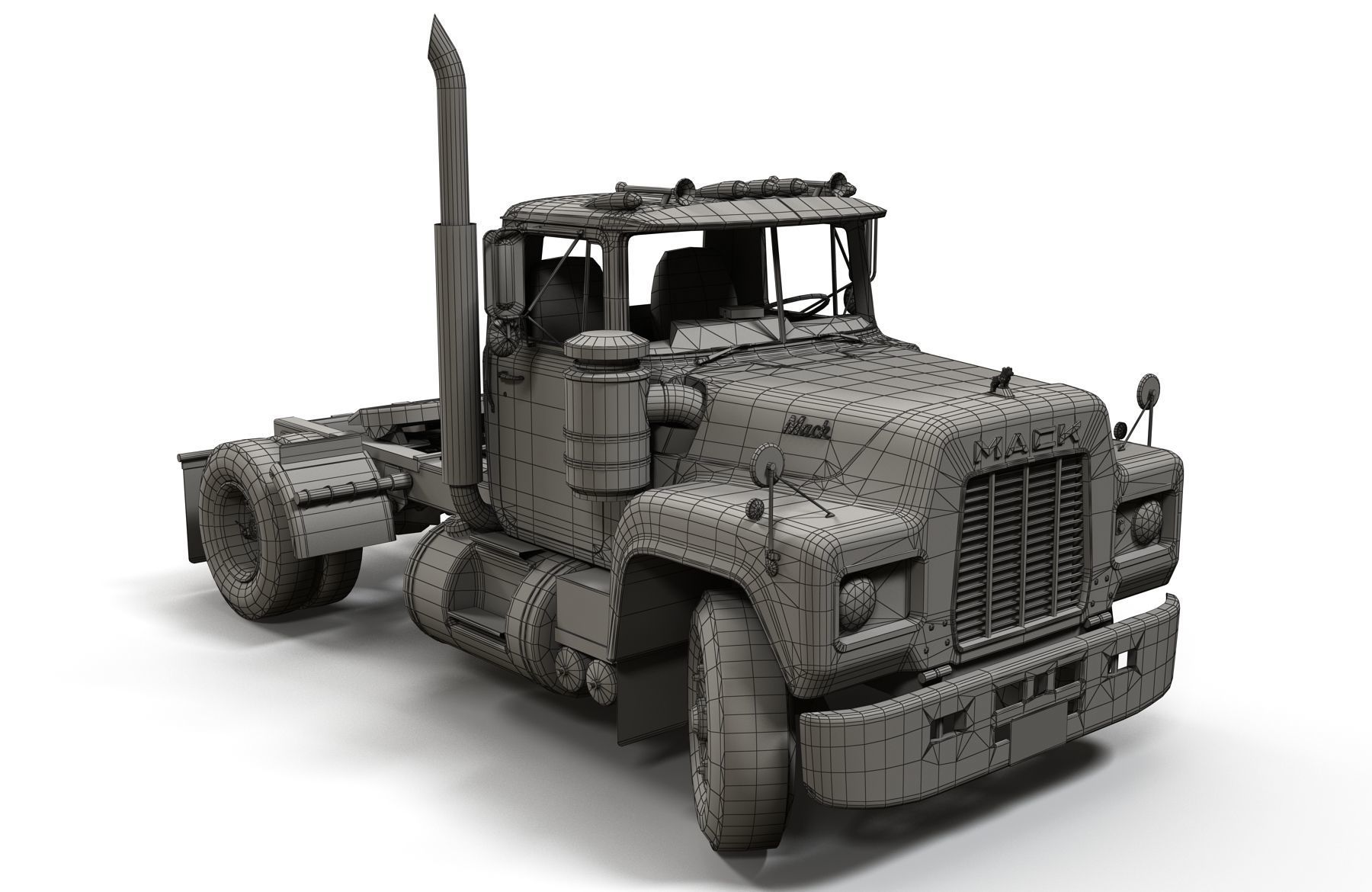 Industrial tracktor truck Low-poly 3D model_10
