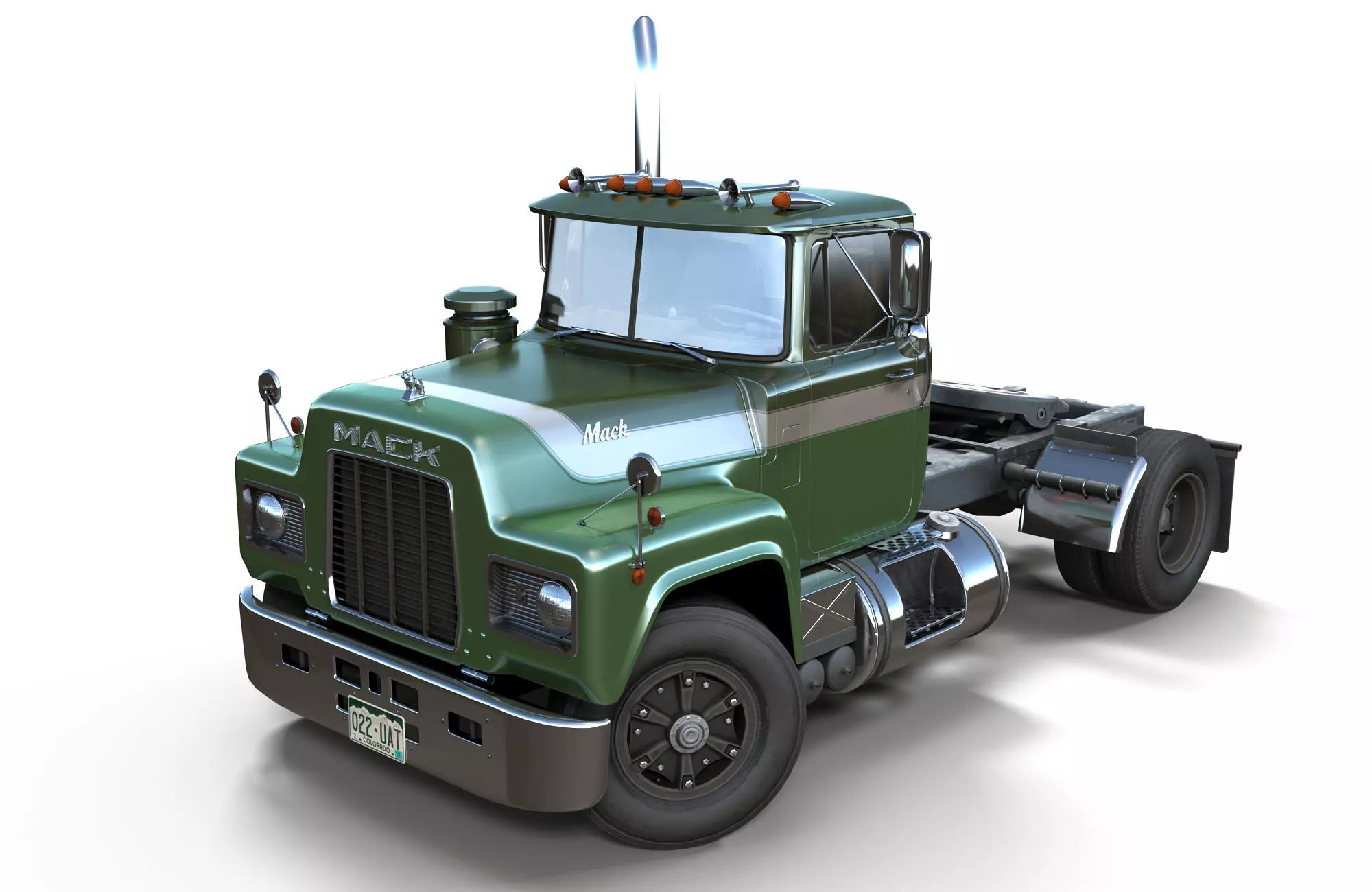 Industrial tracktor truck Low-poly 3D model_0