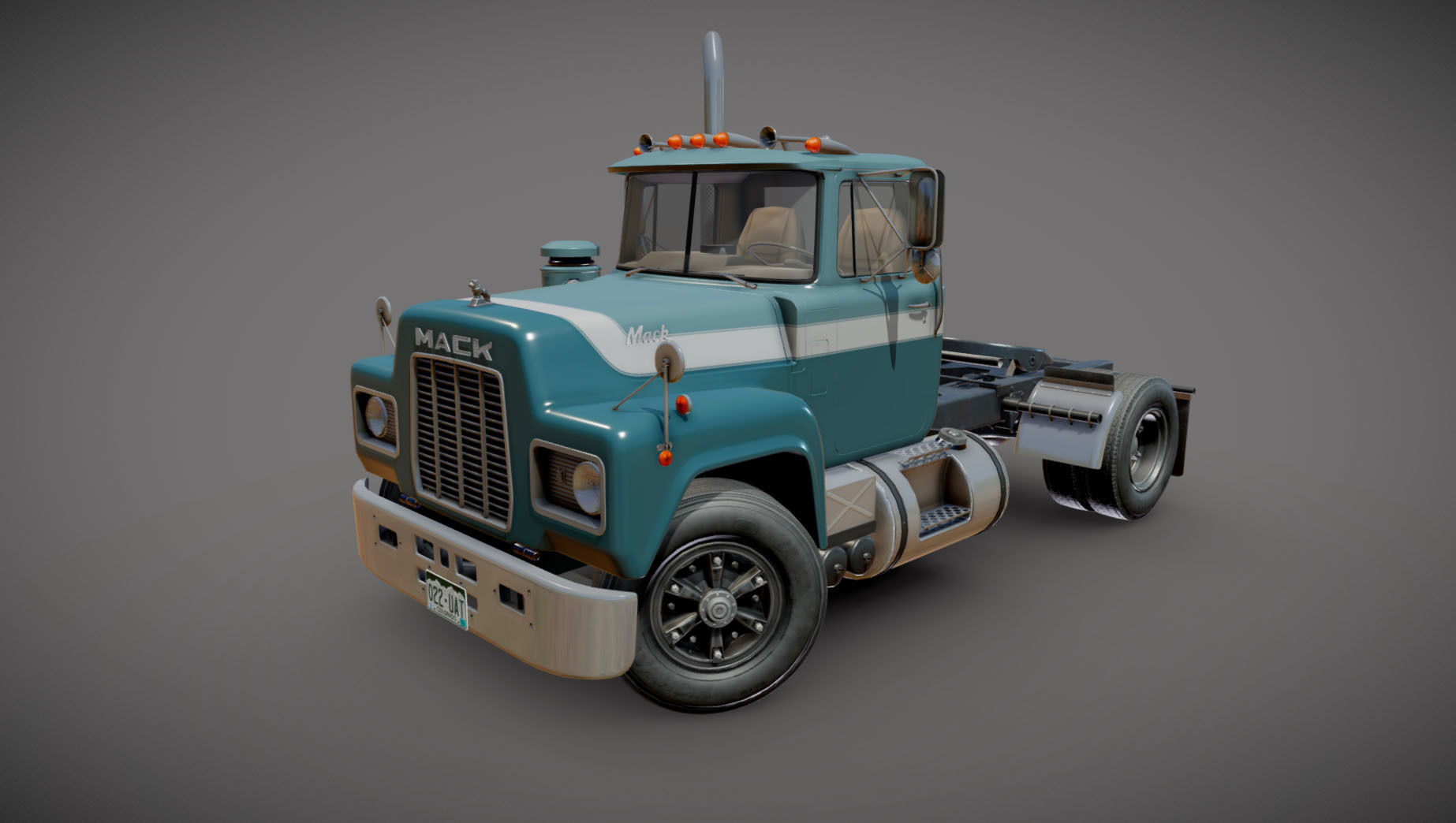 Industrial tracktor truck Low-poly 3D model_14