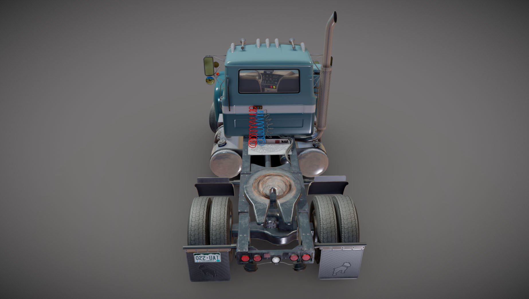 Industrial tracktor truck Low-poly 3D model_17