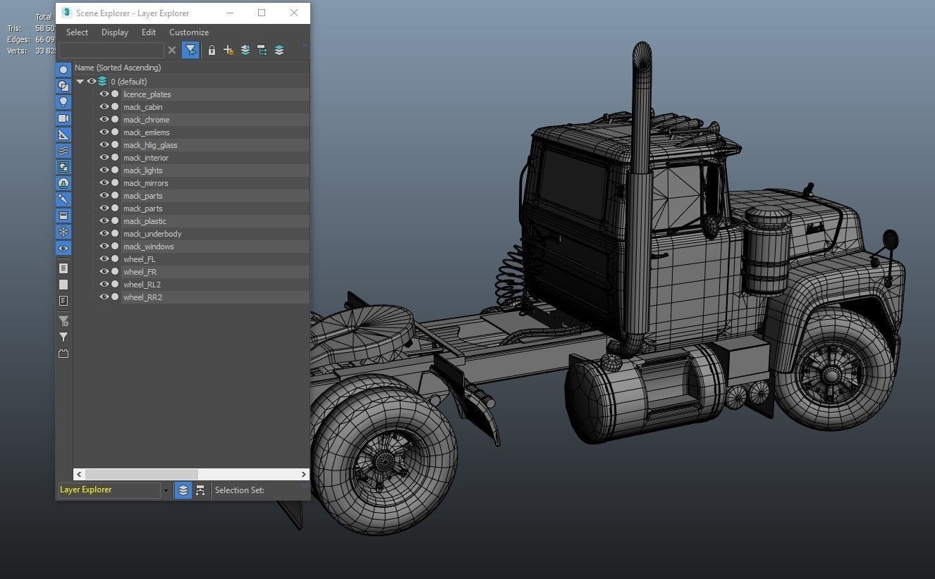 Industrial tracktor truck Low-poly 3D model_27