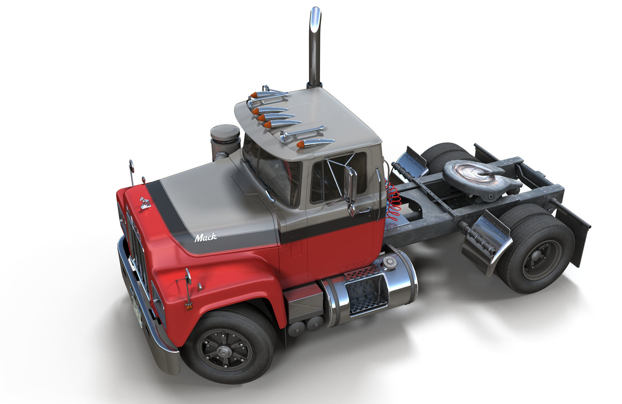 Industrial tracktor truck Low-poly 3D model_2