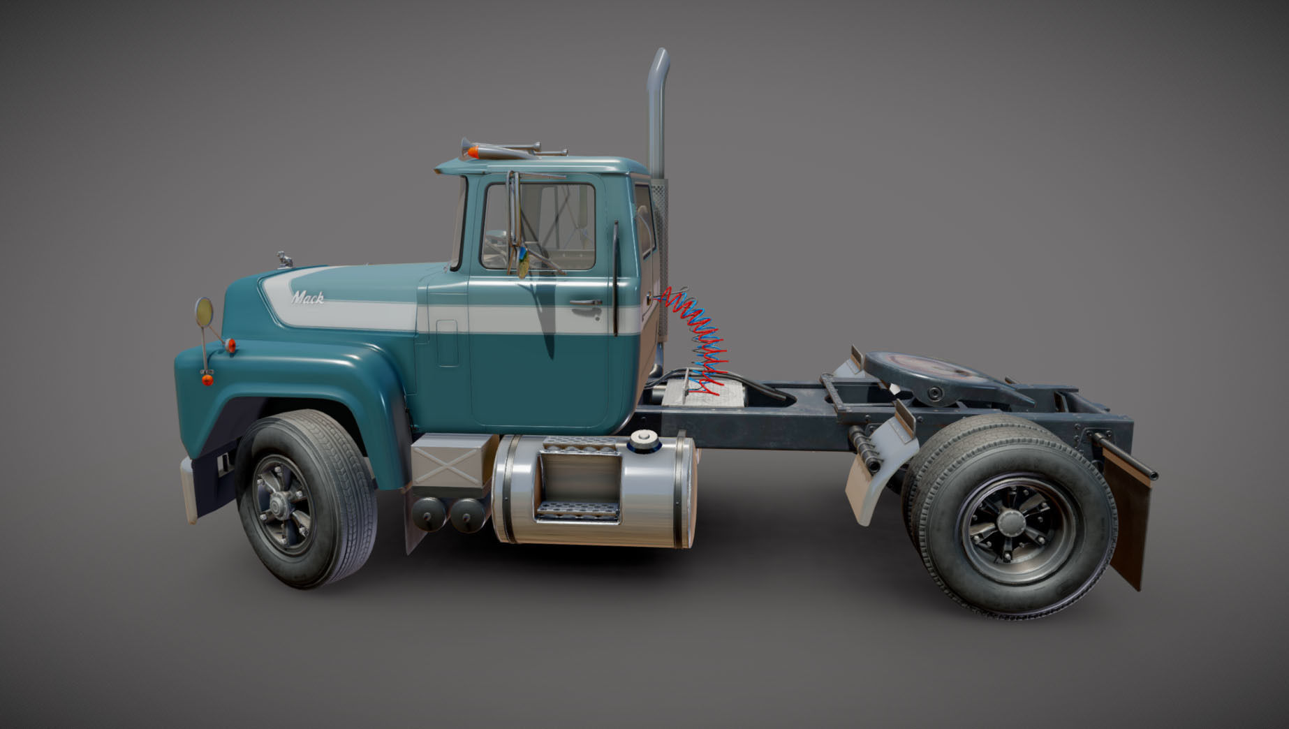 Industrial tracktor truck Low-poly 3D model_18