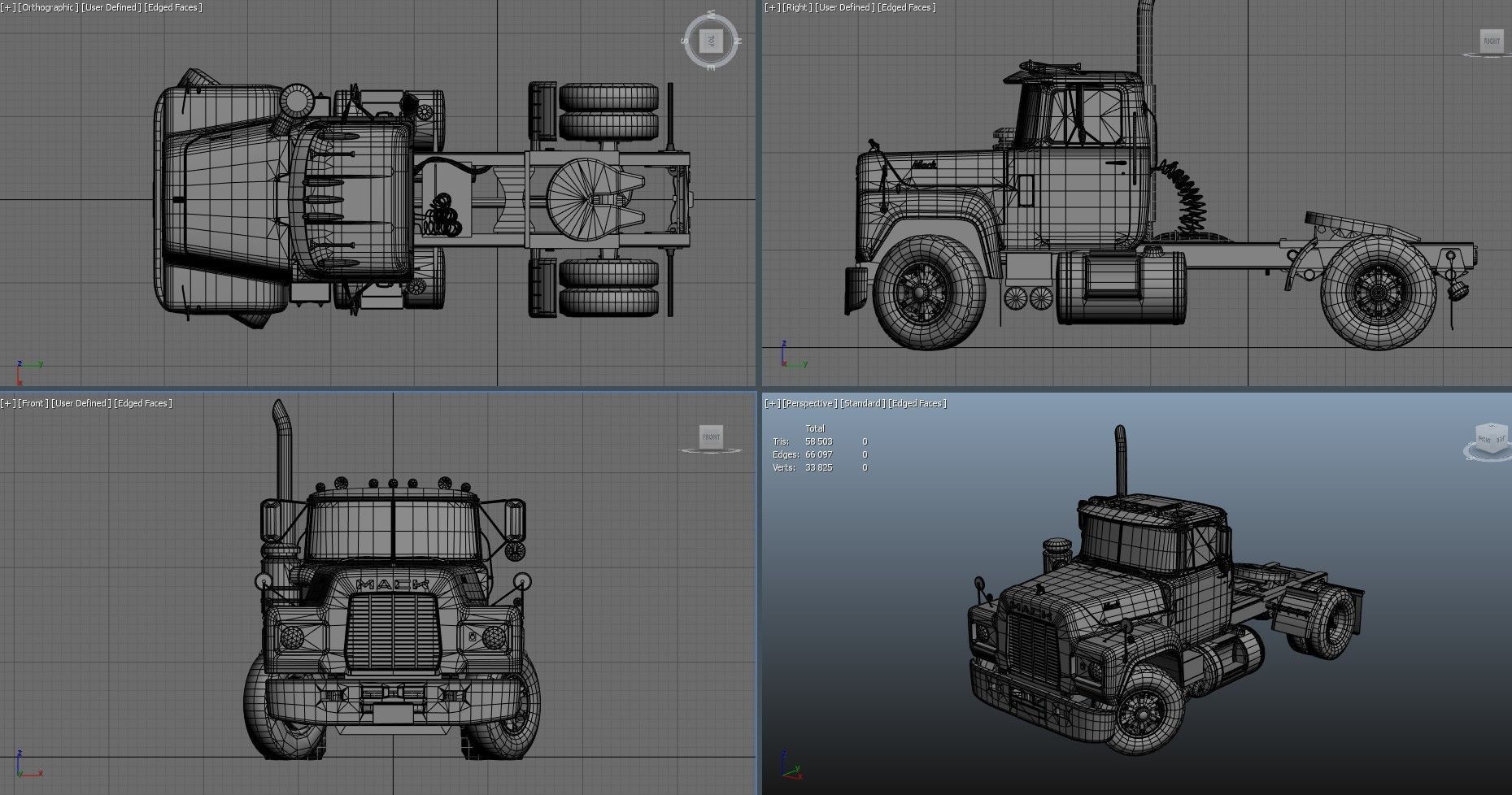 Industrial tracktor truck Low-poly 3D model_28