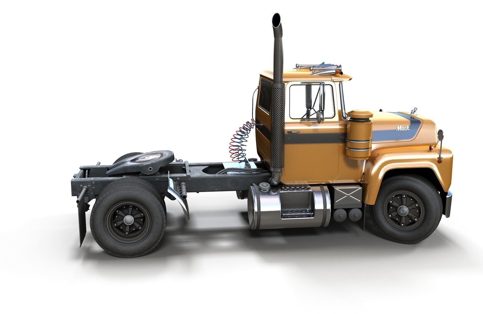 Industrial tracktor truck Low-poly 3D model_34