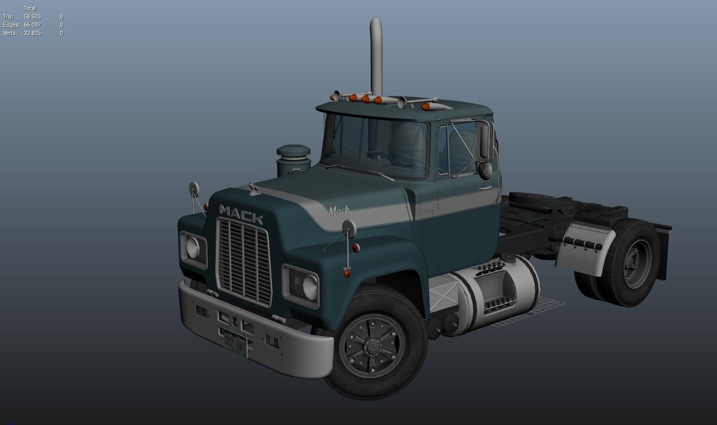 Industrial tracktor truck Low-poly 3D model_20