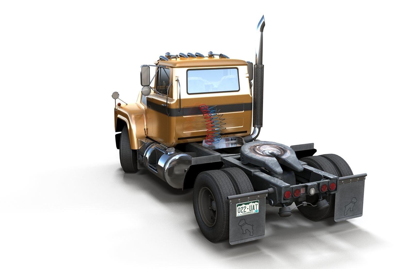 Industrial tracktor truck Low-poly 3D model_32