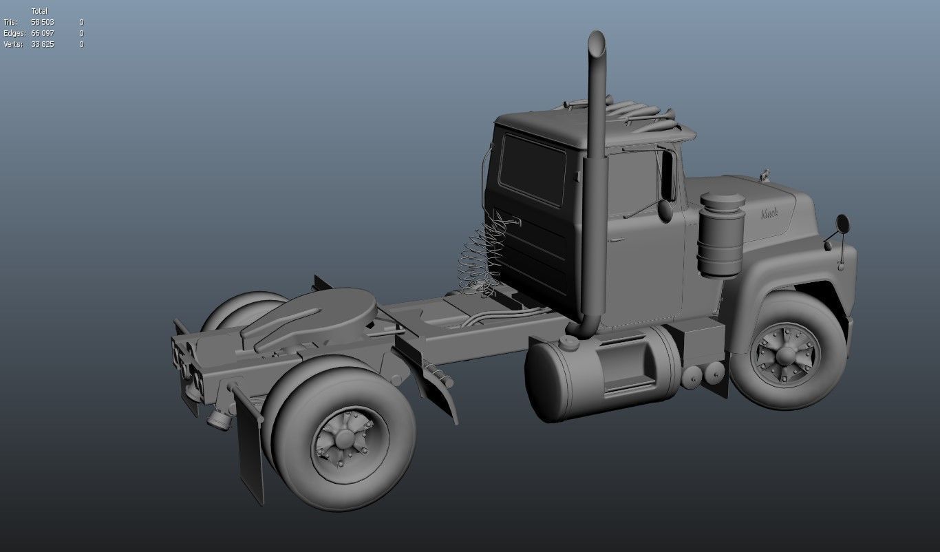 Industrial tracktor truck Low-poly 3D model_26