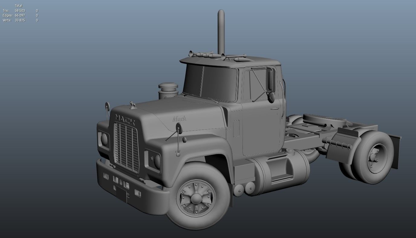 Industrial tracktor truck Low-poly 3D model_25