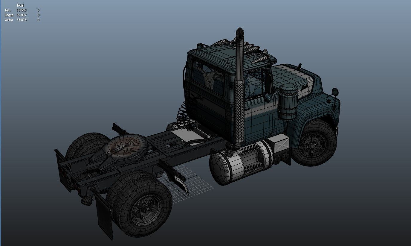 Industrial tracktor truck Low-poly 3D model_23