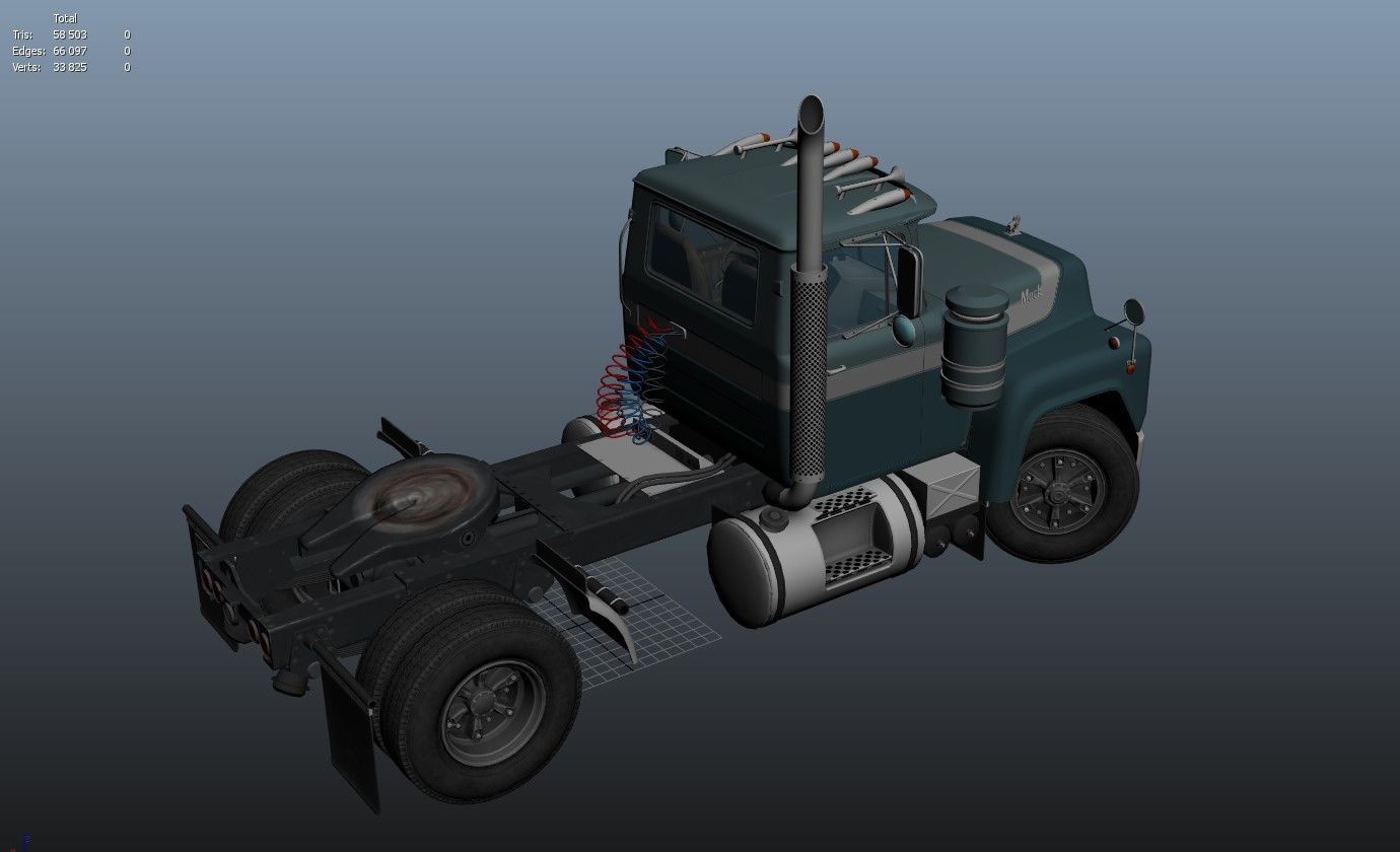 Industrial tracktor truck Low-poly 3D model_22