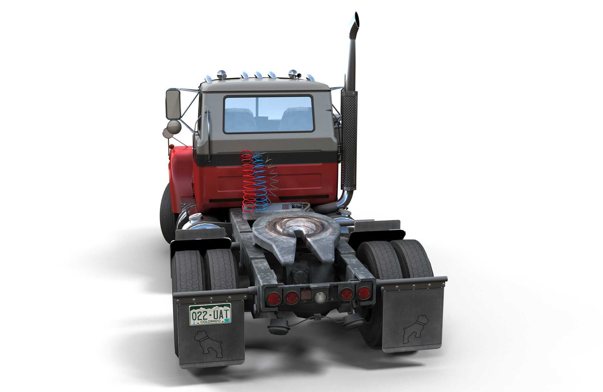 Industrial tracktor truck Low-poly 3D model_3
