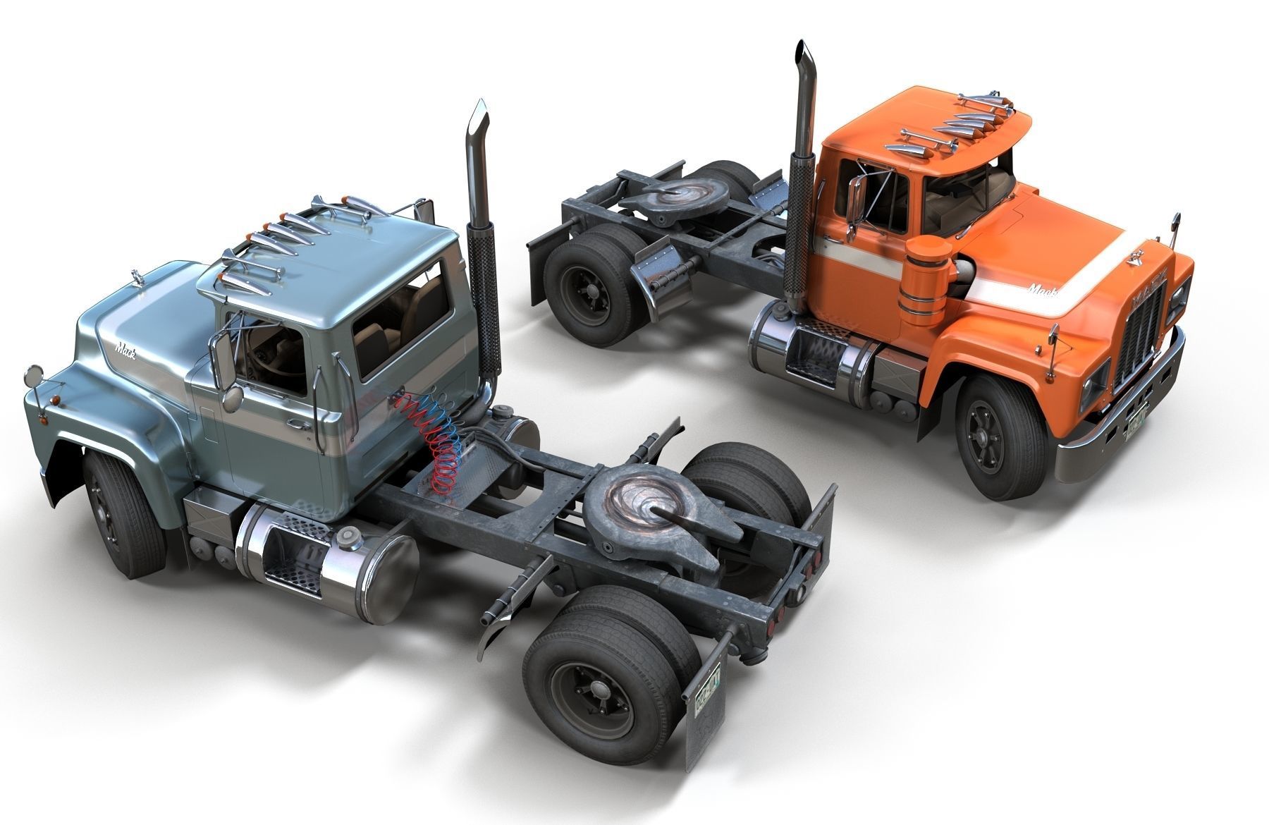 Industrial tracktor truck Low-poly 3D model_4
