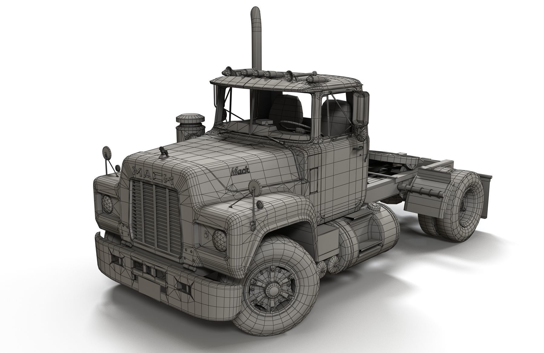 Industrial tracktor truck Low-poly 3D model_7