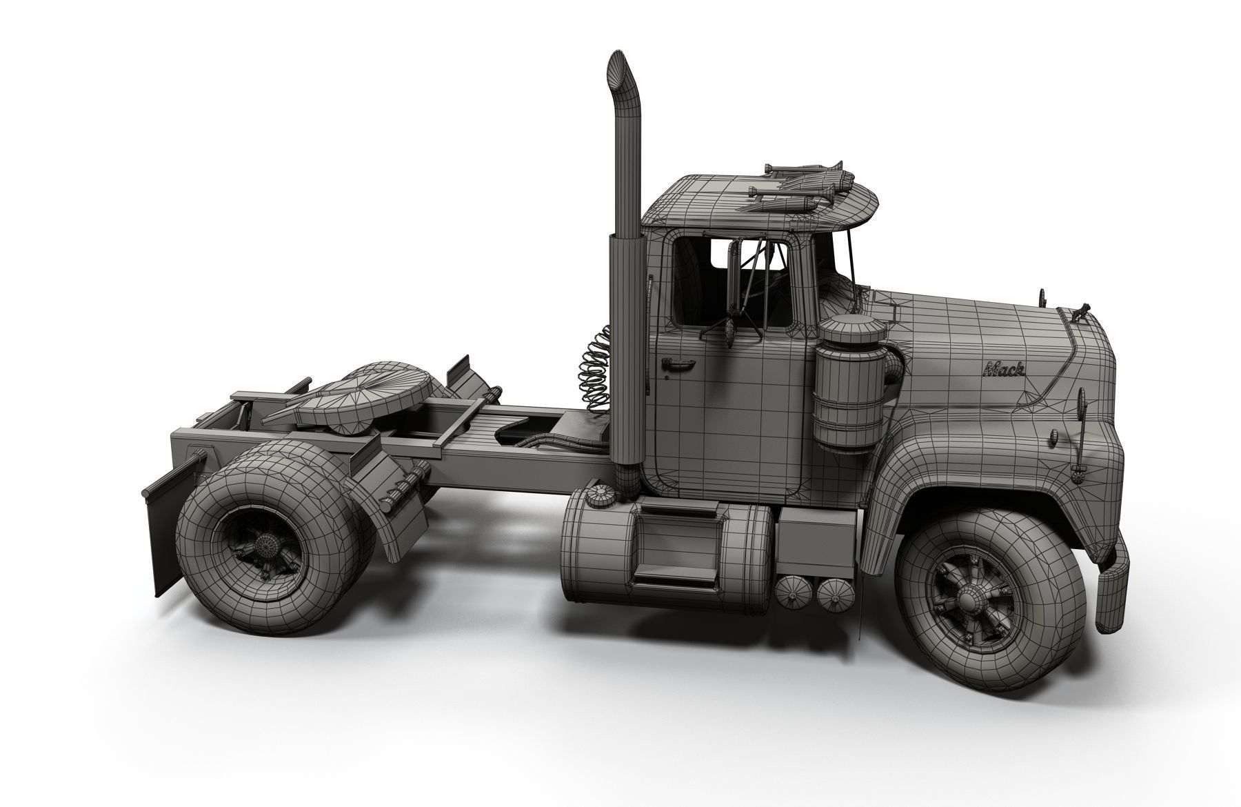 Industrial tracktor truck Low-poly 3D model_8