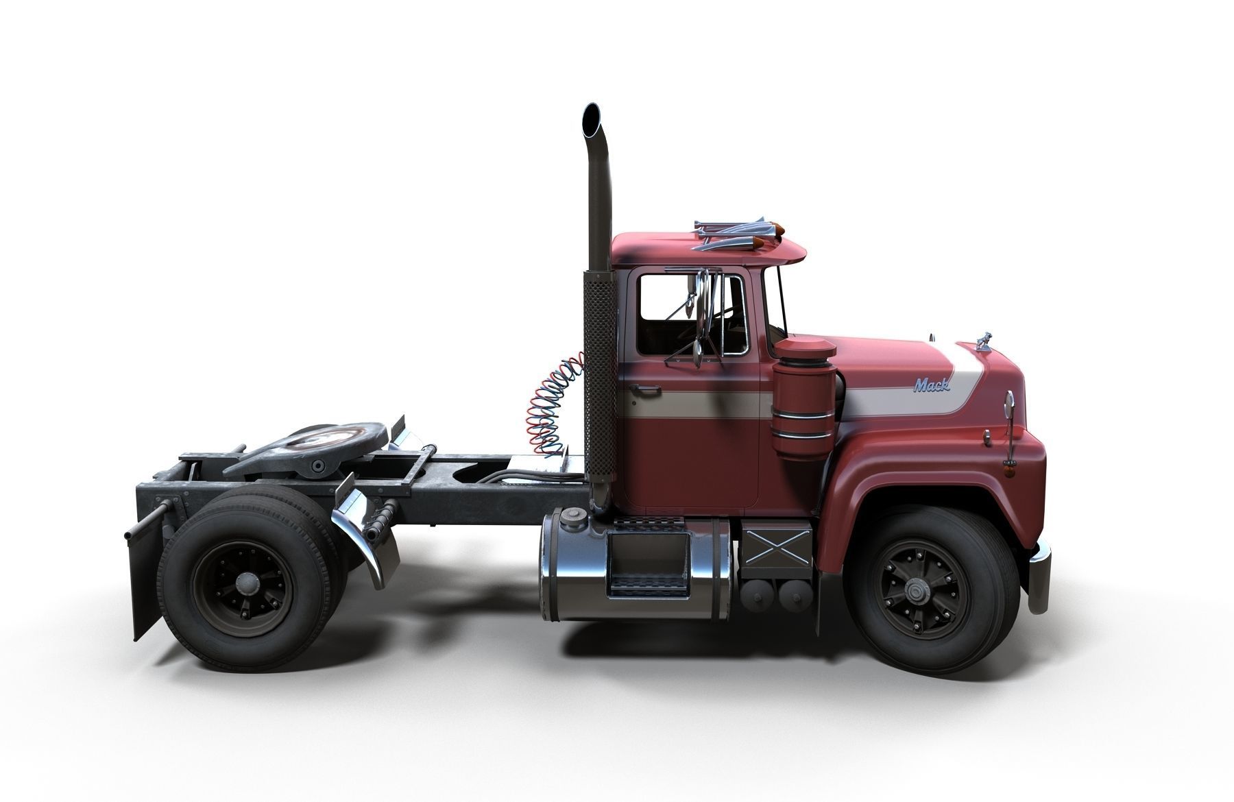 Industrial tracktor truck Low-poly 3D model_6