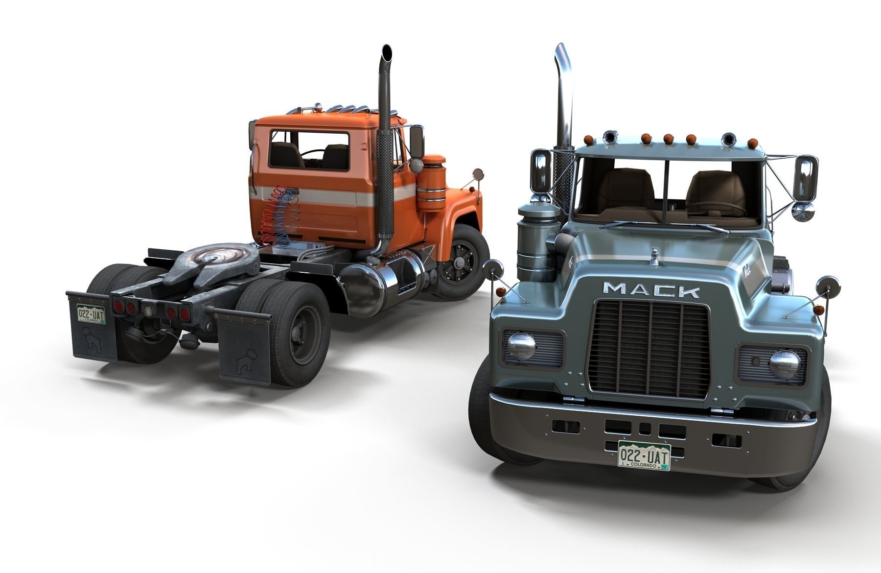 Industrial tracktor truck Low-poly 3D model_5