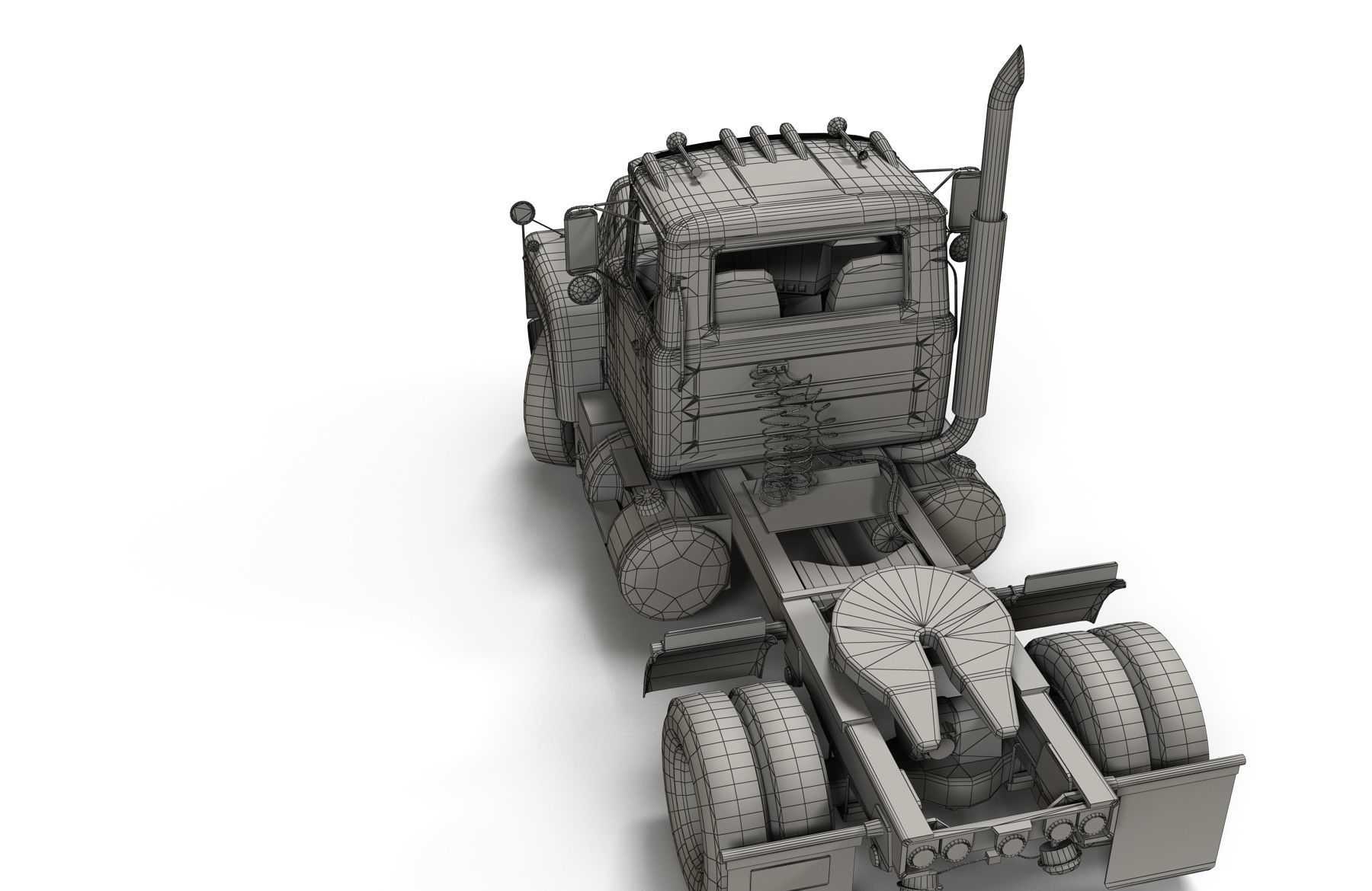 Industrial tracktor truck Low-poly 3D model_9