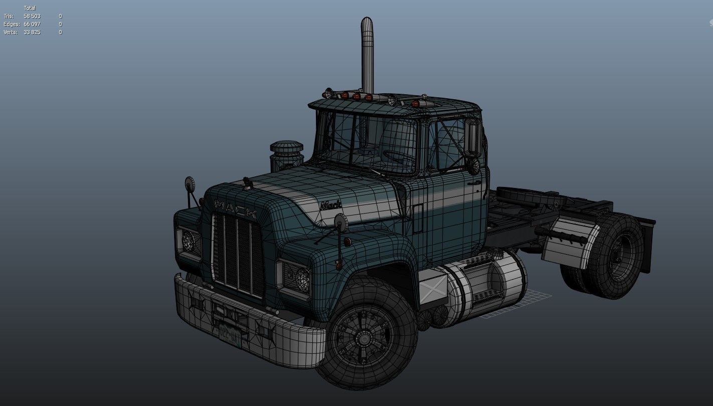 Industrial tracktor truck Low-poly 3D model_21