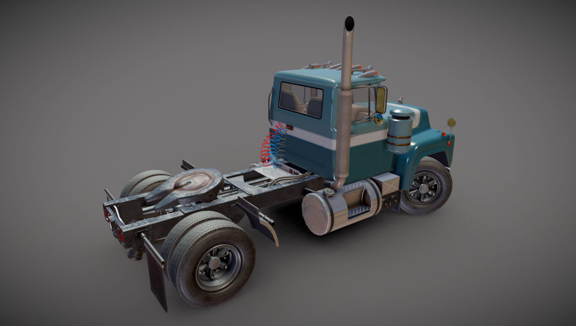 Industrial tracktor truck Low-poly 3D model_15