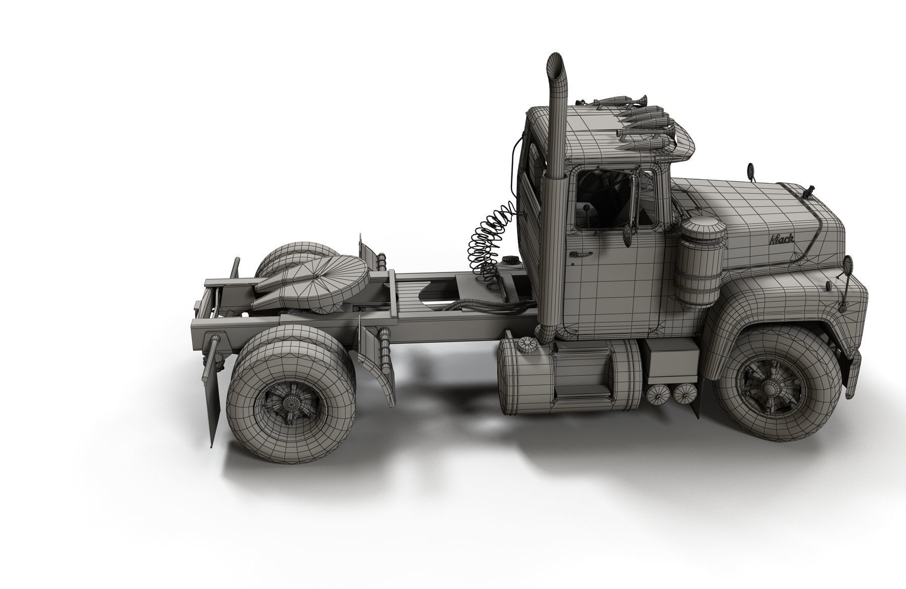 Industrial tracktor truck Low-poly 3D model_12
